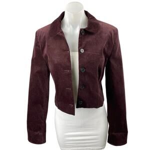 Zara Women's Brown Faux Suede Long Sleeve Button Up Cropped Blazer Jacket M
